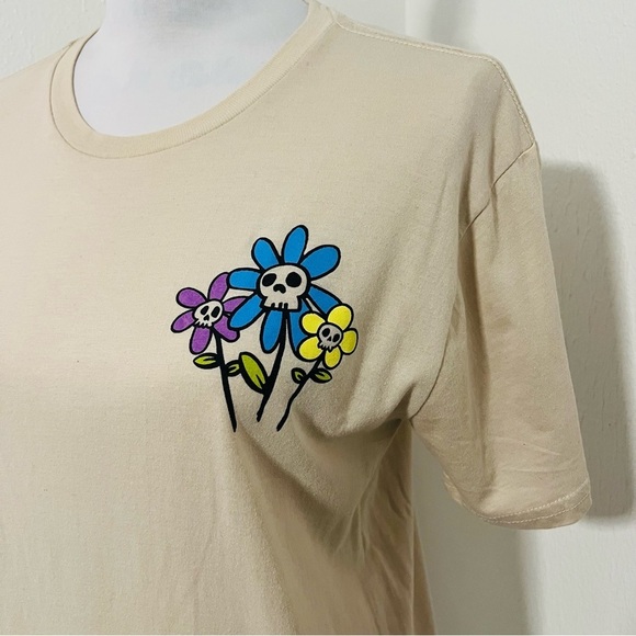 Peace of Mind Unisex Medium “Stay Positive” Colorful Everyday Shirt Beige & Red - Picture 3 of 6